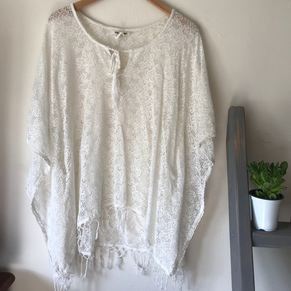 Billabong white lace see through top